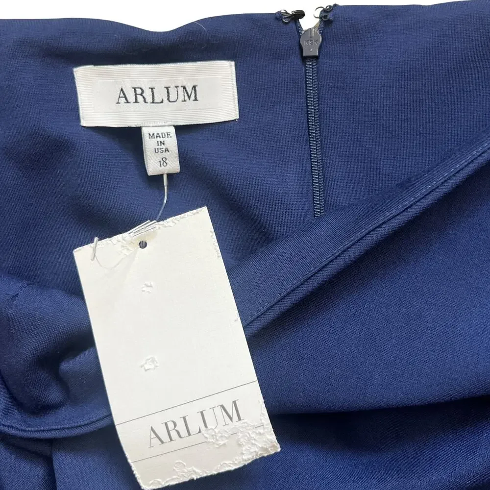Arlum Royal Blue Indigo Full Asymmetrical Midi Skirt Plus Size 18 NEW Tags